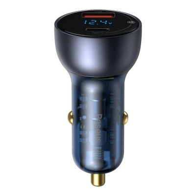 Baseus Particular Digital Display QC+PPS Dual Quick Charger Car Charger 65W (With Type-C to Type-C 100W Cable (20V/5A) 1m)-Dark Gray