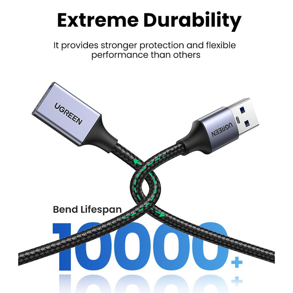 UGREEN US115 USB 3.0 Extension Cable USB (Male) - USB (Female) 1m-Black