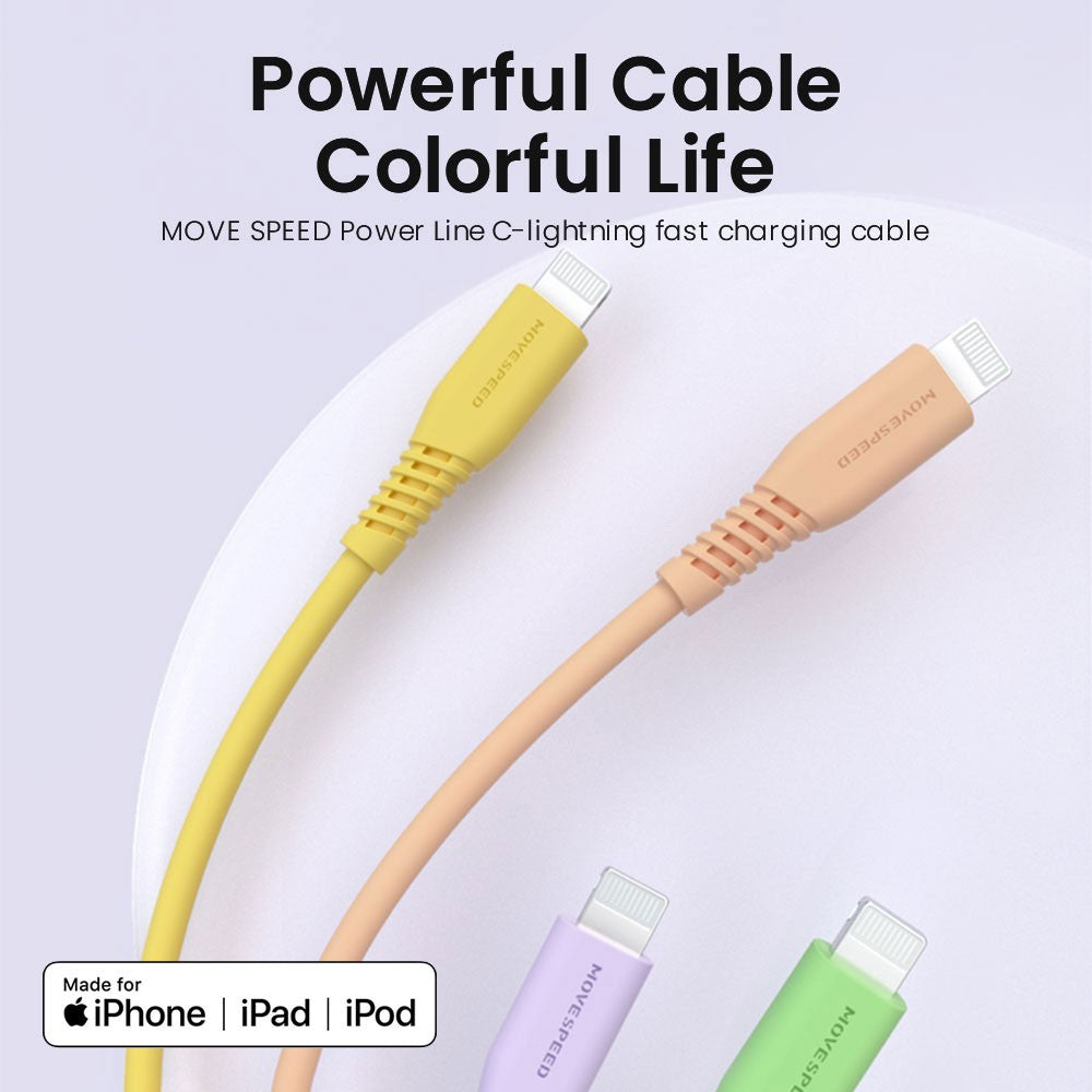 MOVE SPEED 20V/3A USB-C to Lightning Colorful Charging Cable 1.2m (YSUCM04-CL12)